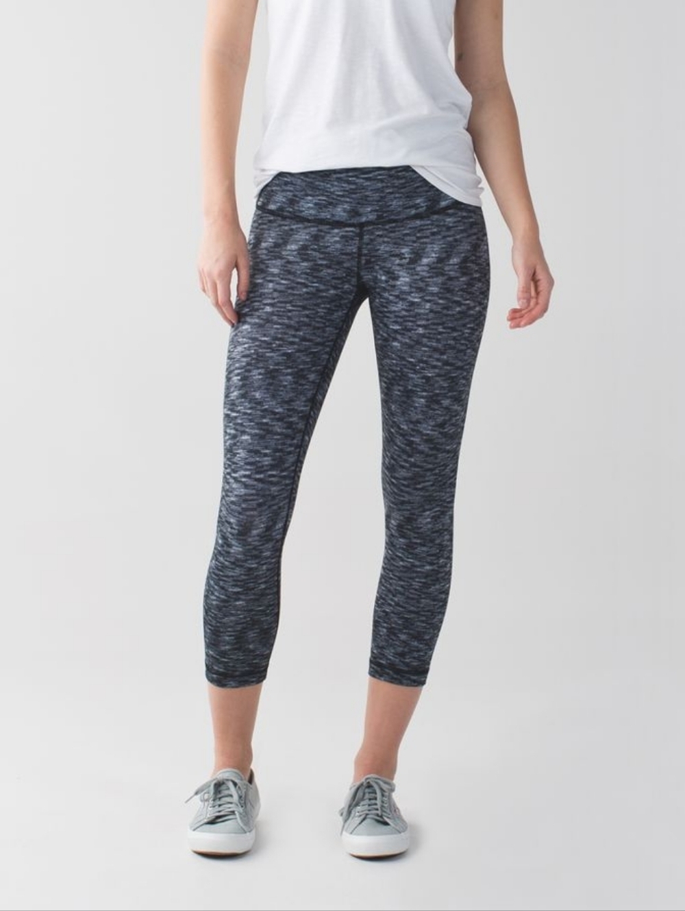 Lululemon Wunder Under High-Rise Crop 21" - Dramatic Static White Black - 8 #156